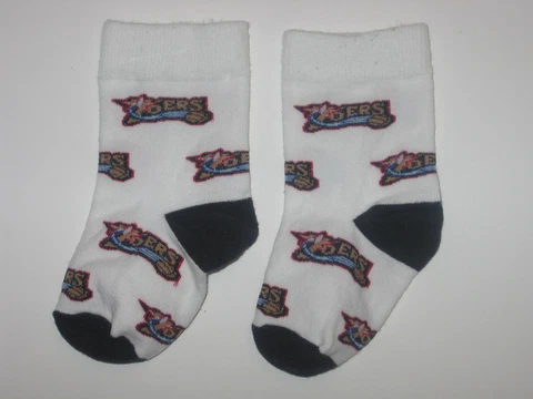 Philadelphia 76ers Team Logo Cotton Baby Booties - First Pair Of Socks! FREE S&H Cover