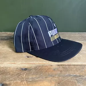 Vintage Puma King Striped Snapback Cap Hat - Black & Silver - Taiwan - Picture 1 of 10