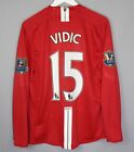 MANCHESTER UNITED 2007/2008/2009 HOME FOOTBALL SHIRT LONG SLEEVE #15 VIDIC