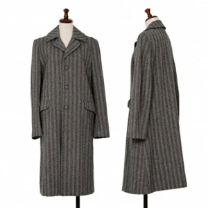 Used Tricot Comme Des Garcons Wool Striped Snap Button Coat Gray M Women 2504TY - Picture 1 of 10