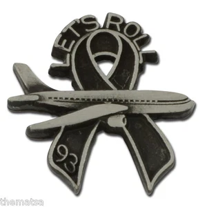 UNITED FLIGHT 93 9-11 LET'S ROLL BLACK RIBBON MEMORIAL PEWTER  LAPEL PIN  - Picture 1 of 1