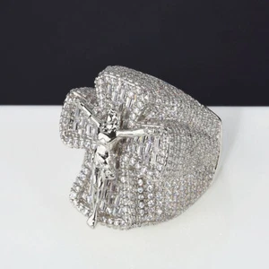 Gift For Men 18K/White Gold Plated Pinky Ring Cross Ring Iced CZ Out 5A+ Hip Hop - Picture 1 of 16
