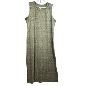 Denim & Co Jersey Printed Sleeveless Maxi Dress Plus Sz 2X Green Resort Boho - Picture 1 of 7