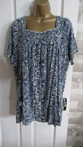 UNBRANDED ● size 22 ● blue white pockets paisley long blouse top tunic womens - Picture 1 of 5