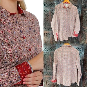 Camisa Cinch Floral Botón Talla XXL Estampado Rojo Granate Ecuestre Occidental Mujer Top - Imagen 1 de 19