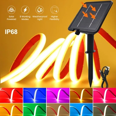 Solar COB LED Streifen Stripe Lichtleiste Lichtband Wasserdicht Schlauch Außen - Bild 1 von 4