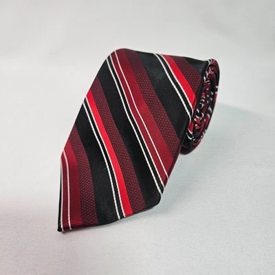 Галстук Arrow мужской красный черные полосы 3,25 дюйма x 59 дюймов - Изображение 1 из 4