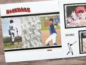 Páginas de álbum de recortes de béisbol, páginas de béisbol prefabricadas, diseños de álbum de recortes de béisbol - Imagen 1 de 9