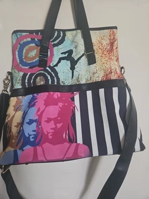 Bolso de hombro grande Cirque Du Soleil a rayas negro blanco Foto 1 de 4