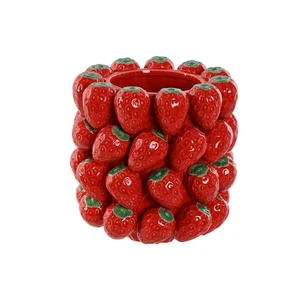 Vase Home ESPRIT Red Ceramic Stoneware Strawberries Tropical 23 x 23 x 34 cm - Imagen 1 de 4