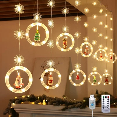 Luci Di Natale LED, 3M 120Leds Cerchio Tenda Luminosa Natale, Catena Luminosa 8  - Immagine 1 di 4
