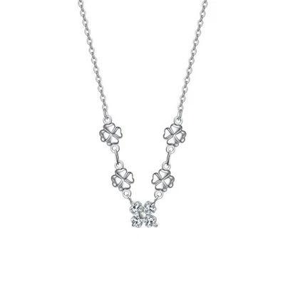 Collana Donna Luca Barra CK2074 In Acciaio Con Quadrifogli E Zirconi - Immagine 1 di 4