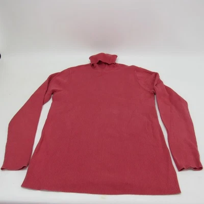 Top de mujer Eddie Bauer cuello alto tejido acanalado manga larga rosa salmón grande Foto 1 de 4