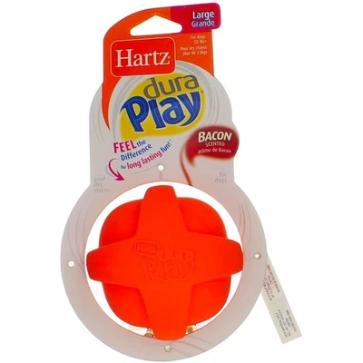 Paquete de 4 bolas de juguete Hartz DuraPlay para perro, grandes, colores surtidos, perfumadas con tocino Foto 1 de 2