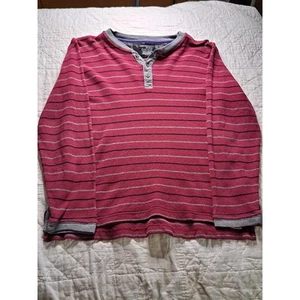 Camisa de mezclilla a rayas rojas de manga larga talla M de Calvin Klein para niños - Imagen 1 de 7