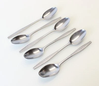 Six 6 Dansk Variation IV Stainless Place/Oval Soup Spoon Denmark No Black Accent - Image 1 of 3