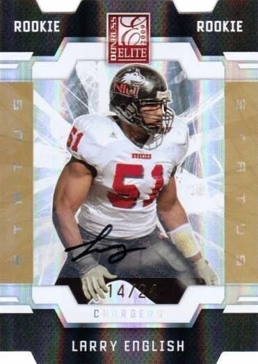 LARRY ENGLISH 2009 Donruss Elite Status Gold Autograph Rookie Auto Card 14/24 - Image 1 of 2