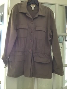 Talbots L tan light weight spring jacket elastic waist  - Picture 1 of 3