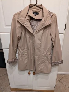 Dennis Basso Women’s Jacket Tan with Brown Paisley Lining Size XS Detach Hood - Picture 1 of 8