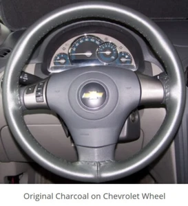 CHARCOAL Grey Leather Steering Wheel Cover Honda Civic 2006-15 Wheelskins 14 x 4 - Picture 1 of 11