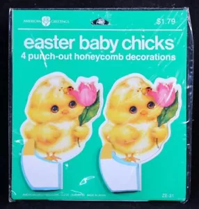 20 paquetes de 5 decoraciones vintage de panal de pollitos de Pascua American Greetings Japón - Imagen 1 de 4