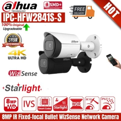 VALUCAM Dahua AI 8MP Starlight IR POE 4K IP Camera outdoor IPC-HFW2841S-S IP67 TF H.265+