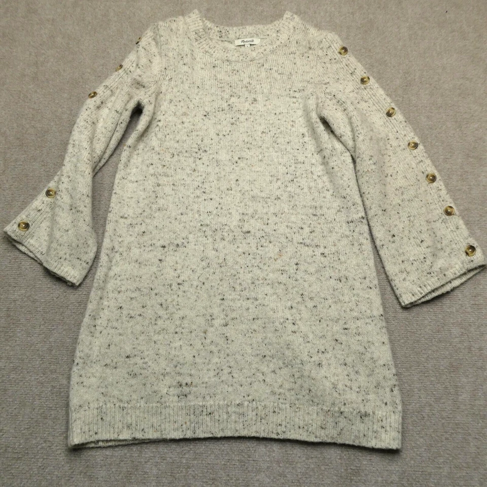 Suéter Madewell Cable Largo Mujer S Mezcla Lana Mangas Botones Sal y Pimienta Foto 1 de 4