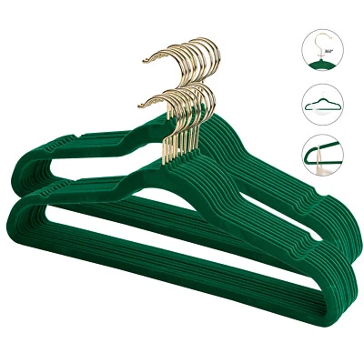 20-100 x Bügel Kleiderbügel Samt Grün Platzsparend Antirutsch Hemdenbügel Neu - Bild 1 von 4