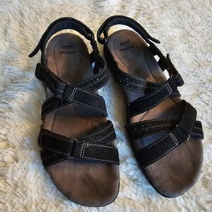 Earth Origins Westfield Winona Black Suede Adjustable Sandals Size 10 - Picture 1 of 9