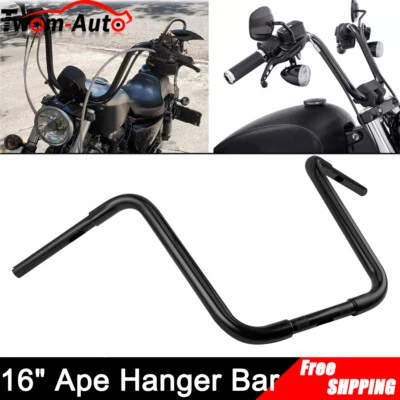 Manillar de barra de suspensión de motocicleta 16" negro para Harley Softail FXST FLST Sportster Foto 1 de 4