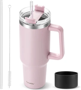 40 Oz Tumbler with Handle | Stainless Steel Insulated Iced Coffee Cup with Lids - Picture 1 of 8