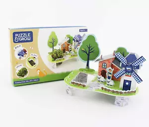 Set of 3 Puzzle & Grow-Build Your Own 3D Farm/Treehouse/Windmill Kits Grow Cress - Picture 1 of 16