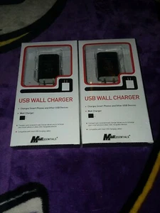 LOT of 2 Mobil Essentials USB Wall Chargers Black For All Phone +USB BRAND NEW!! - Picture 1 of 8
