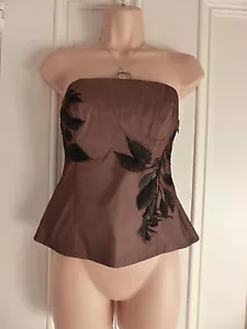 Coast UK 8 BNWT Hattie caramel brown bustier embroidery removable strap RRP €110 - Picture 1 of 12