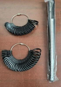 Complete Ring Sizer Kit Measure Ladies Men US Standard & UK Black Plastic - Picture 1 of 6