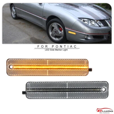 2x Front Bumper Amber LED Side Marker Signal Light For 1995-2005 Pontiac Sunfire - Image 1 of 4