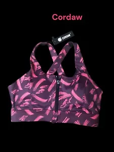 Cordaw Zipper Front Strappy Back Support Bra Zipper Pink Small - Picture 1 of 13