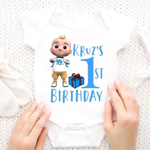 Personalised Baby Grow Boys Girls Bodysuit My First Birthday Cocomelon Themed - Picture 1 of 1