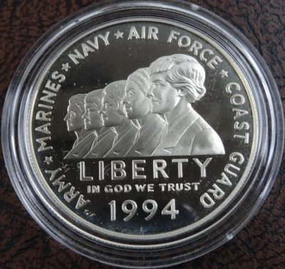 1994-P Women in Military Commemorative Proof Silver Dollar US Mint Capsule - Image 1 of 4