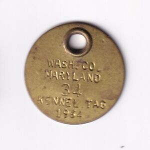 1964 WASHINGTON COUNTY MARYLAND KENNEL DOG TAG #34
