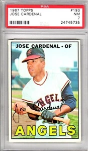 1967 TOPPS #193 JOSE CARDENAL California Angels PSA 7 NR MT - Picture 1 of 2