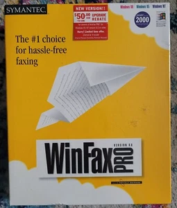 Symantec WinFax Pro Version 9.0 BRAND NEW FACTORY SEALED vintage Windows PC - Picture 1 of 8