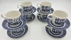 Juego de 8 tazas de té y platillos de café sauce azul CHURCHILL Staffordshire Inglaterra - Imagen 1 de 10