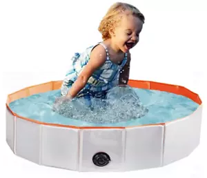 Mcgrady1xm Orange Gray Collapsible Pet Dog/Kiddie Foldable Bathing Pool 46X12" - Picture 1 of 10