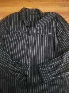 Vans Button Up Shirt Mens XXLarge Black White Striped Collared Pocket - Picture 1 of 9