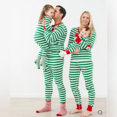 HANNA ANDERSSON Adult Striped Long John Pajama Set L Holiday Christmas Elfcore - Image 1 of 4