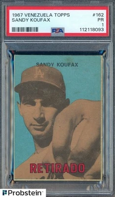Venezuela Topps #162 1967 Sandy Koufax Los Angeles Dodgers Salón de la fama PSA 1 PR Foto 1 de 2
