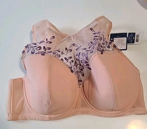 Mod Parfait Evoke Molded Halter Mesh Overlay Bra Purple Floral A1581 36DDD 36E - Picture 1 of 6