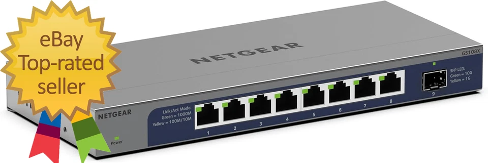 8-Port 1G/10G Gigabit Ethernet Unmanaged Switch (GS108X) - with 1 X 10G SFP+, De - Image 1 of 1
