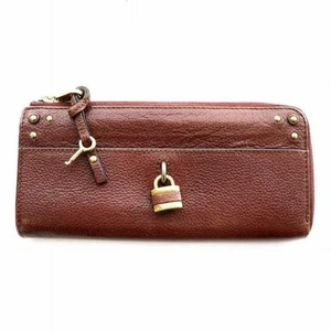 Chloe Paddington long wallet leather padlock L-shaped zipper red Women's Auth - Picture 1 of 6